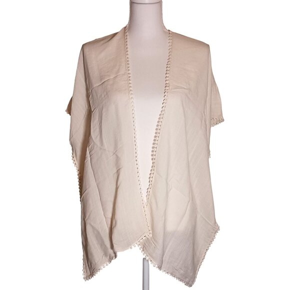 NEW Steve Madden Lace Inset Ruana in Ivory, OS, Crotchet Kimono Cardigan - Picture 4 of 8